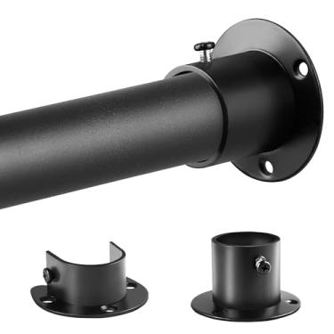 Imagem de Varas de armário para pendurar roupas, haste de armário resistente de 3 cm de diâmetro 43 a 162 cm ajustável, postes de armário de metal para pendurar roupas, barra preta fosca para armário