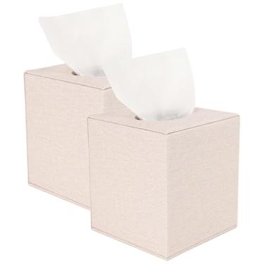 Imagem de DODAMOUR Pacote com 2 capas quadradas de couro para caixa de lenços de papel, suporte de caixa de cubo de tamanho padrão, dispensador magnético de lenços com abertura inferior para casa e escritório