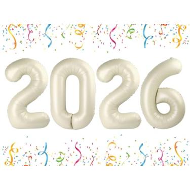 Imagem de 2026 Number Balloons, 40 Inch Cream White New Years Decorations, 2026 Balloon for Graduation Happy New Year and 2 6 20 26 Birthday Parties