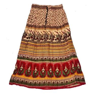 Imagem de Saia Indiana Maia Cigana Rodada Longa Vários Modelos - Bali, Dourado, 