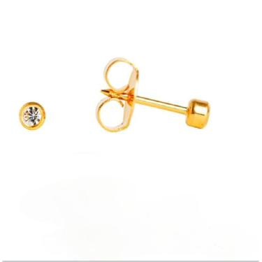 Imagem de Brinco studex system 75 baby bezel cristal 2mm - cod 124, Dourado