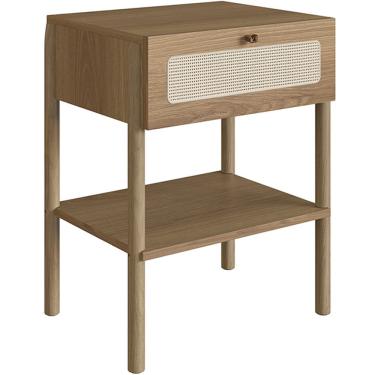 Imagem de Mesa de Cabeceira 01 Gaveta com Telinha Pés Madeira Moss A03 Hanover Roble - Lyam Decor