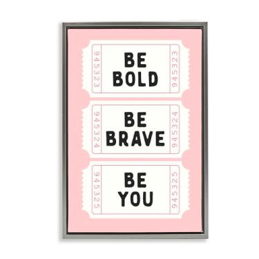 Imagem de Stupell Industries Be You Uplifting Tickets Tela flutuante emoldurada cinza arte de parede, design por Lettered and Lined, 25 x 17