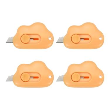 Imagem de PATIKIL Cortadores de caixa, 4 peças, abridor de cartas retrátil em forma de nuvem, pequeno abridor de envelope para corte de papel de abertura de envelope faça você mesmo, laranja (2,4 x 1,5
