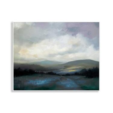 Imagem de Stupell Industries Arte de placa de parede com paisagem de montanha silenciosa, renovada por Annabelle Hall, 28 x 35 cm