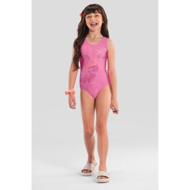 Imagem de Maiô infantil menina de flores em malha UV Brandili