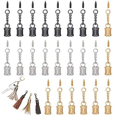 Imagem de CHGCRAFT 24 peças de extremidade de cordão de liga, extremidade de cordão, capa de couro para colar, cordão de franja, fabricação de joias Kumihimo com contas e correntes