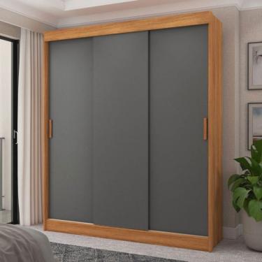 Imagem de Guarda-Roupa Casal Capri 3 Portas 4 Gavetas Flex Cinamomo/Grafite/Off White - Fellicci