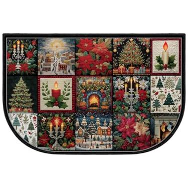 Imagem de Demissle Tapete de lareira para lareira Cabine Sudoeste à prova de fogo resistente ao fogo para fogão a lenha piso para cozinha interna e externa (feriado vintage, 61 x 91 cm)