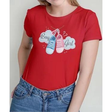 Imagem de Camiseta Camisa Algodão Feminina Masculina Adulto Chá Revelação Boy ou