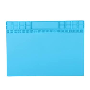 Imagem de Xixian Tapete de Almofada de Isolamento Térmico de Silicone, Grande 350MMX250MM, Resistente Ao Calor para Reparo de Telefone e Computador, Grade de Armazenamento Conveniente Com (Azul claro)