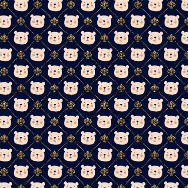 Imagem de Tecido Tricoline Urso e Treliçado Flor-de-Lis - Peripan - 50 x 150 cm 