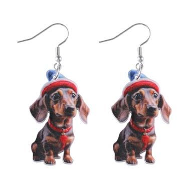 Imagem de Brincos de Natal para mulheres, chapéu de cachorro, brincos pendurados, roupas de Natal, acessórios de bijuteria, 2inch, Liga de aço, Sem pedra preciosa