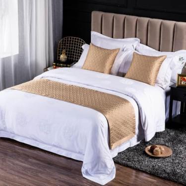 Imagem de Cobertor de cama com forro de algodão rômbico, cachecóis de cama, corredores de cama, colcha decorativa, corredores de cama king, para capa solteiro casal king size ouro raso||50 x 240 cm para cama de