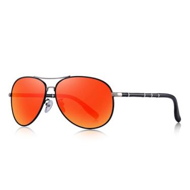 Imagem de Óculos de sol masculino clássico estilo piloto polarizado 100% UV para homens, Vermelho espelhado, Lens Width: 62 Millimeters