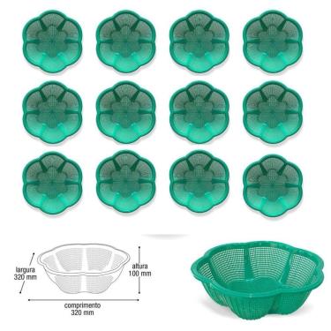 Imagem de Kit 12 Cesto Fruteira De Centro De Mesa Cor Verde Plástico