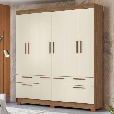 Imagem de Guarda-Roupa Casal Leoni 8 Portas 4 Gavetas Jatoba/Areia - Pnr Móveis
