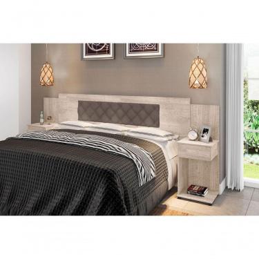 Imagem de Cabeceira Box Bruna Amarula Com Capitonê Bege Escuro