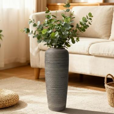 Imagem de Vaso de cerâmica vintage – Urna superdimensionada envidraçada envelhecida de 40 cm, decoração rústica rústica para entrada, sala de estar e canto