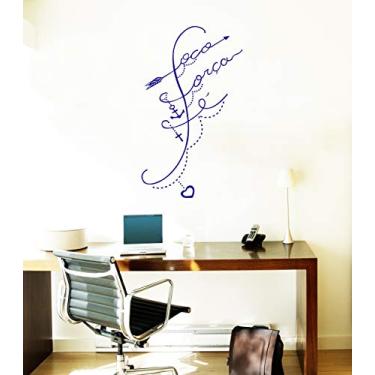 Imagem de Adesivo Decorativo de Parede Frase palavra Foco Força e Fé Motivacional