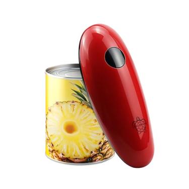 Imagem de Abridor de latas elétrico, operação automática com um toque, abridor de lata com uma mão operado por bateria para idosos, com corte de borda suave, utensílio de cozinha (vermelho)