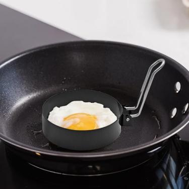 Imagem de 2 anéis de cozimento de ovos de 9,5 cm - molde redondo para bolinhos ingleses e panquecas - acessórios de grelha portátil para acampamento interno e sanduíche hambúrguer