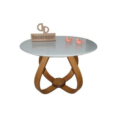 Imagem de Mesa De Centro Cebola Com Vidro 60cm Off White 40cm