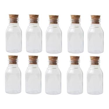 Imagem de Kit 100 Mini Garrafinhas De Plastico 60Ml Tampas De Rolha - Lynx Produ