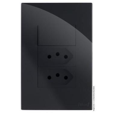Imagem de Kit Interruptor Simples + Tomada Dupla 10A 4X2 Brg11339-5Bk - Blux Rec