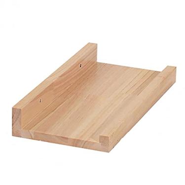 Imagem de Prateleira de parede decorativa rústica de madeira maciça natural, rack de exibição de armazenamento de parede, capacidade de carga 30 kg, para banheiro, quarto, sala de estar, cozinha, prateleira