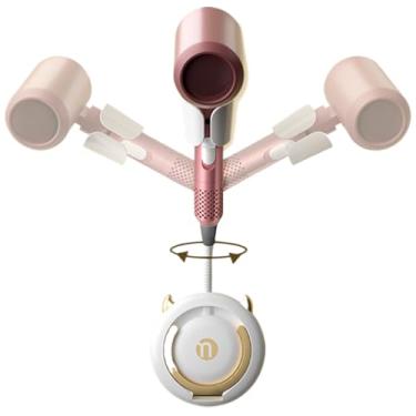 Imagem de Suporte de parede para secador de cabelo, suporte para secador de cabelo, suporte de parede para organizador de armazenamento, organizador de ferramentas, rotação 360 com gancho de cabo, para pentear