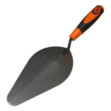 Imagem de Pá de Pedreiro Profissional com Cabo Ergonômico, Preto e Laranja, Metal, 36 cm, Ferramenta para Construção Civil