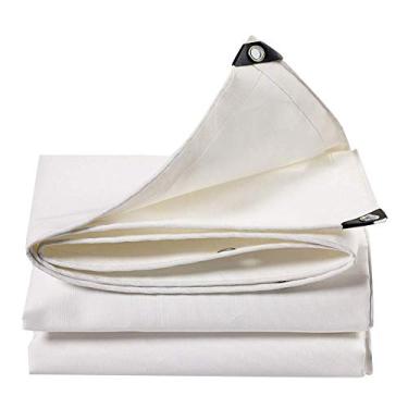 Imagem de OKUOKA Lona de lona resistente à prova d 'água revestimento de PVC galvanizado casa de botão capa de estufa proteção de caixa de móveis ao ar livre, 14 tamanhos (cor: branco, tamanho: 3x6m)