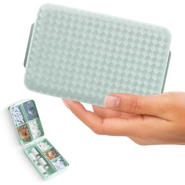 Imagem de Caixa organizadora de comprimidos de viagem – estojo à prova de umidade com fecho magnético, suporte grande de 8 compartimentos para pílulas, vitaminas e suplementos, organizador seguro de