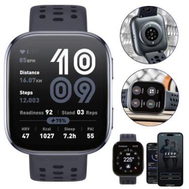 Imagem de Smartwatch Amazfit Bip 6 Mapas Tela 1.97 Blue Black Com Película Para 