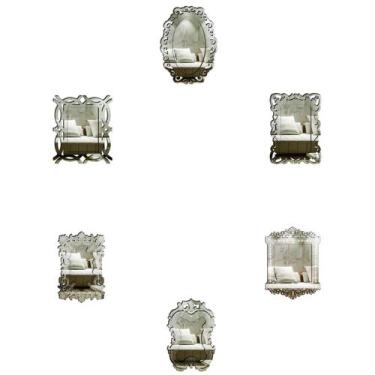 Imagem de Kit Espelhos Decorativos Venezianos  Pegui Napoli 6 Peças - Creatus