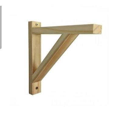 Imagem de Mão Francesa De Madeira Pinus + Buchas E Parafusos 20X20Cm - Loja Do P