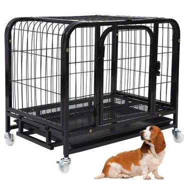 Imagem de Gaiola Pet Cao Gato Cachorro Pet Shop Canil Animal de Estimaçao Rodinhas Bandeja Removivel Transporte Resistente Seguro