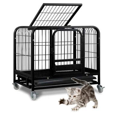 Imagem de Gaiola Pet Cao Gato Cachorro Canil Pet Shop Transporte Rodinhas Bandeja Removivel Resistente Seguro Animal de Estimaçao