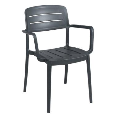 Imagem de Cadeira Tramontina Amélia Em Polipropileno Grafite Com Braços