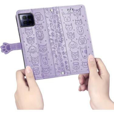 Imagem de Tuxiwei Capa para T-Mobile REVVL 7 PRO 5G, Revvl 7Pro 5G, capa flip carteira de couro PU 3D em relevo padrão animais de estimação desenho fino capa suporte suporte fivela magnética à prova de choque