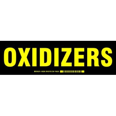 Imagem de Brady 60298, etiqueta de armário, 8,5 cm de altura x 30,5 cm de largura, amarelo em preto, legenda "oxidadores" (1 por pedido)