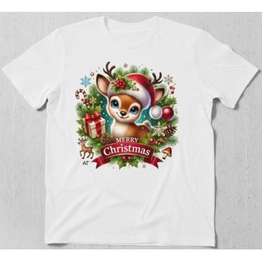 Imagem de Camiseta Bebê Rena de Natal Merry Christmas Estampa Encantadora - Urba
