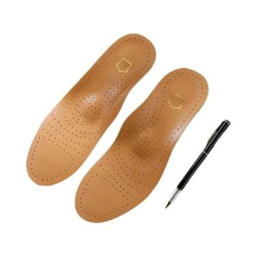 Imagem de Palmilhas Ortopédicas De Couro Com Suporte De Arco Para Fascite Planta