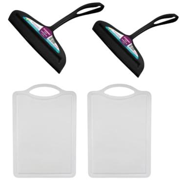 Imagem de Kit 2 Rodo de pia Preto e 2 Tábua de corte Branco