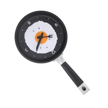 Imagem de ZAWELIYO Relógio de Parede Exclusivo de Ovo Frito Em Forma de Frigideira ABS para Sala de Estar a Pilhas (Preto)