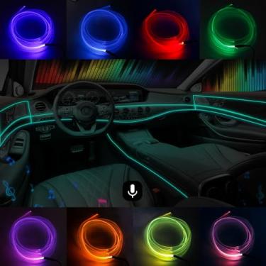 Imagem de Juren RGB APP 3M Luz interior de carro decoração tira LED luzes neon flexíveis lâmpada atmosfera carro 5V USB universal auto luz ambiente sincronização com música (3M)