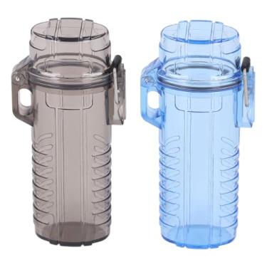 Imagem de GLOGLOW Kits de Sobrevivência 2pcs Recipiente Selado Portátil, Limpeza Pequena Comprovante de água de Armazenamento de Armazenamento de Caso de Proteção Capsing Camping Capsule para Armazenar Itens Pequenos Nan (Preto e azul)