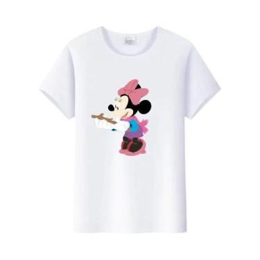 Imagem de Camiseta Feminina Oversized Kawaii Disney Minnie Mickey Mouse Estampad