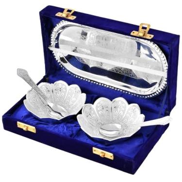 Imagem de NOBILITY Conjunto de bandeja de colher de tigela sobremesa frutas secas servindo Diwali Natal Eid presentes de retorno de casamento amigos família decoração de casa inauguração de casa itens de